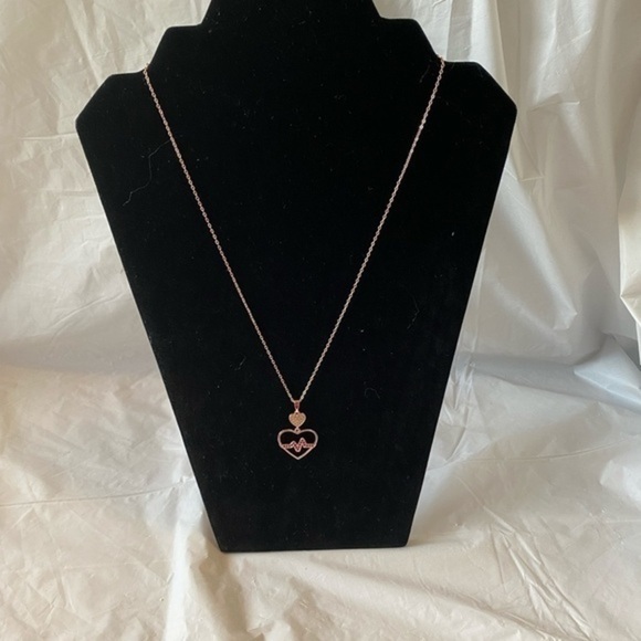 Pink Heartbeat Love Necklace Rose Gold - Picture 2 of 8